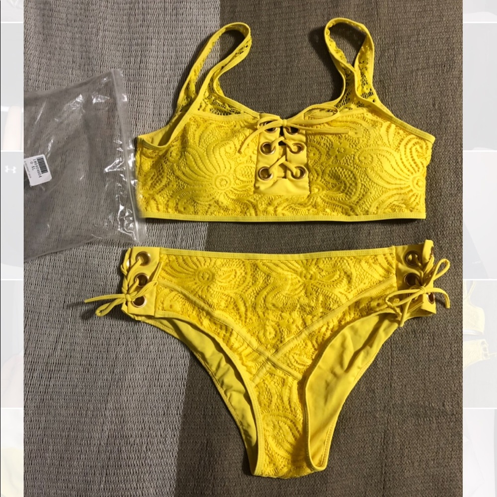 Yellow Lace-up Bikini (NWOT)